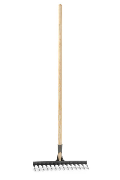 istock Modern rake isolated on white. Gardening tool 1322990518