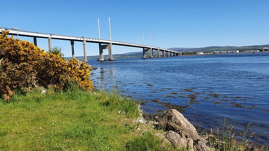 Cable-stay bridge over the Beauly Firth, near Inverness, Scotland at the start of the North Coast 500 roure
