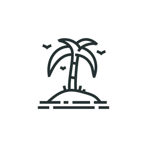 ilustrações de stock, clip art, desenhos animados e ícones de palm island line icon - palm island