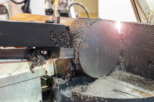 istock processing of a part on a band saw machine. designed for cutting 1322993890