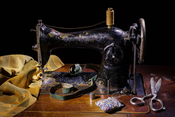 istock Old sewing machine. Retro equipment and still life. 1322995733
