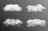 istock Set of vector clouds or smoke on an isolated transparent background. Cloud, smoke, fog. 1322996294