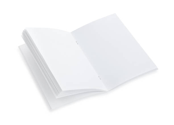 istock Open blank paper brochure isolated on white. Mockup for design 1322996310