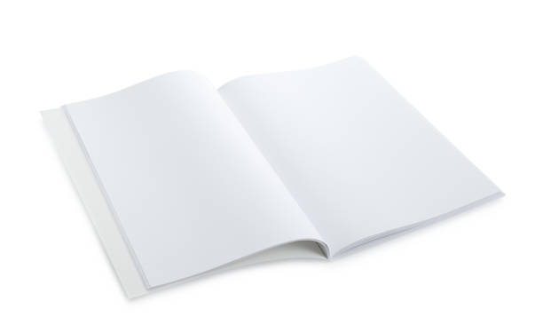 istock Open blank paper brochure isolated on white. Mockup for design 1322996541