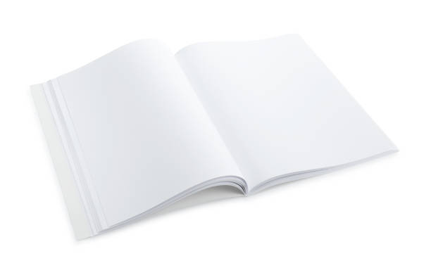 istock Open blank paper brochure isolated on white. Mockup for design 1322996562