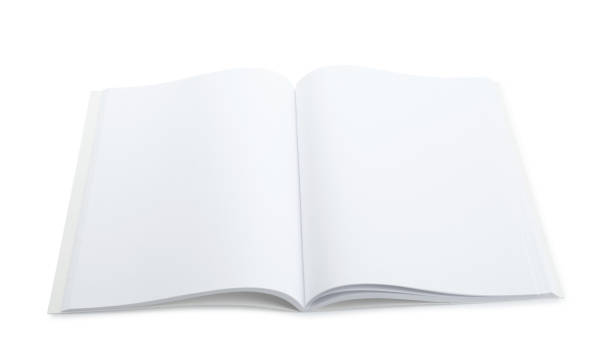 istock Open blank paper brochure isolated on white. Mockup for design 1322996579