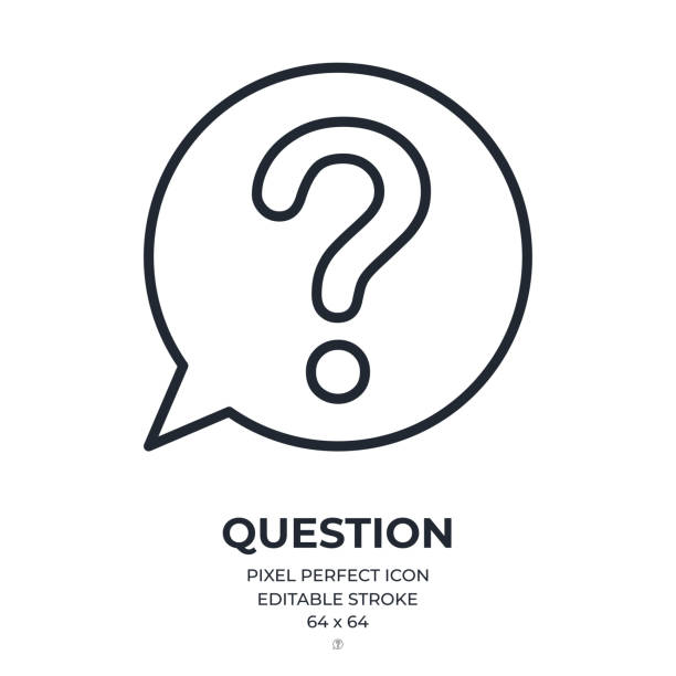 Question bubble editable stroke outline icon isolated on white background flat vector illustration. Pixel perfect. 64 x 64. Question bubble editable stroke outline icon isolated on white background flat vector illustration. Pixel perfect. 64 x 64. question stock illustrations