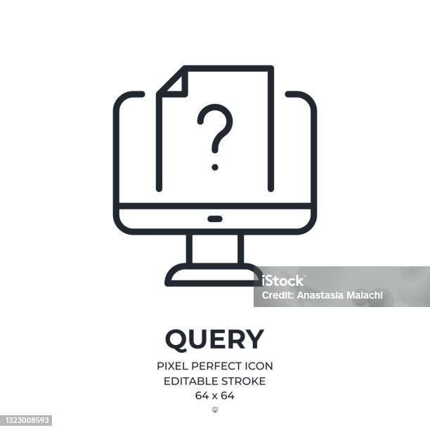 Computer Query Editable Stroke Outline Icon Isolated On White ...