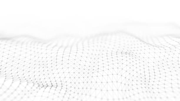 abstract white futuristic background. big data visualization. digital dynamic wave of particles. 3d rendering. - rede equipamento desportivo ilustrações imagens e fotografias de stock
