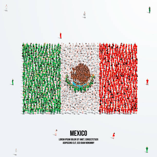 Mexico Flag. A large group of people form to create the shape of the Mexican flag. Vector Illustration. Mexico Flag. A large group of people form to create the shape of the Mexican flag. Vector Illustration. mexico people stock illustrations