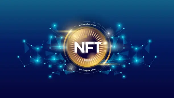 Vector illustration of Crypto tocken NFT. Non fungible token. Vector illustration design.