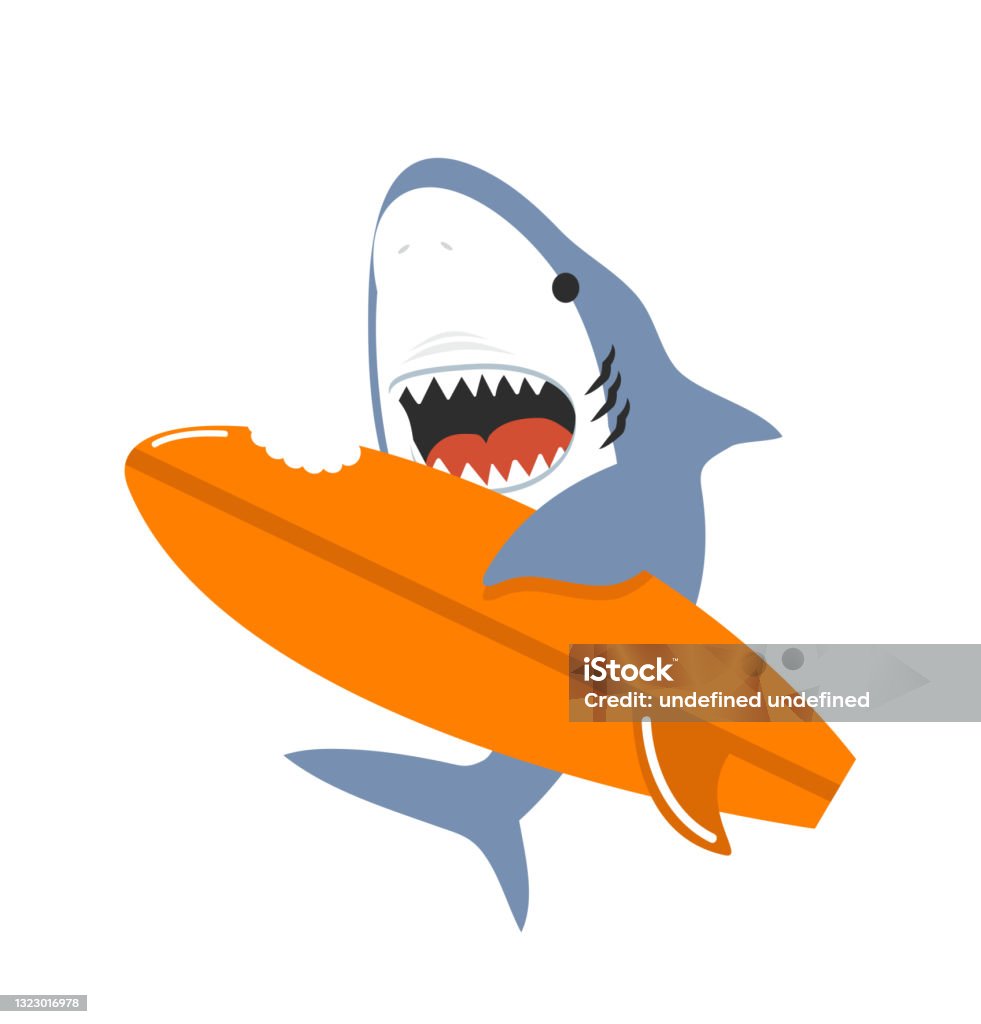 Lướt Dễ Thương Cá Mập Với Vectơ Hoạt Hình Miệng Mở Hình minh họa ...