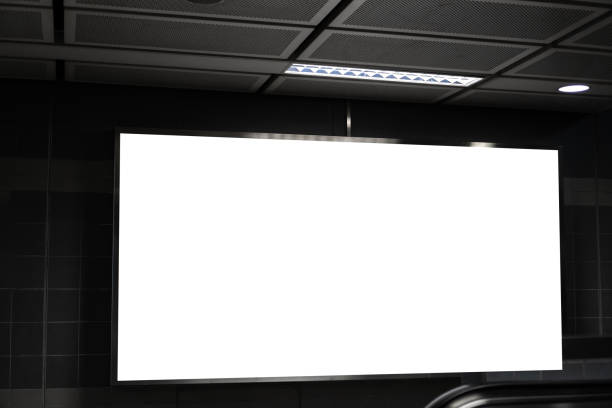 istock Blank billboard mock up signboard frame advertising located in subway underground hall, blurred background layout insert text for customer 1323020231