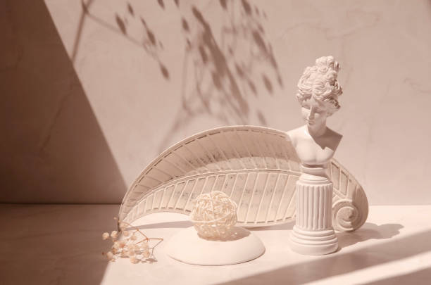 istock Vintage interior still life with sunlight and shadows in minimalist style. 1323020303