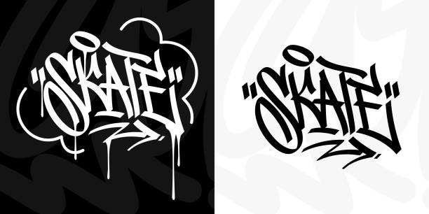 Abstract Hip Hop Hand Written Urban Graffiti Style Word Skate