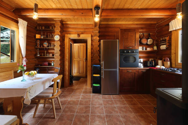 istock Interior of a wooden house 1323022639