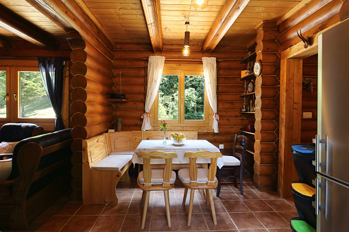 Interior of a wooden house in Gorski Kotar County, Croatia