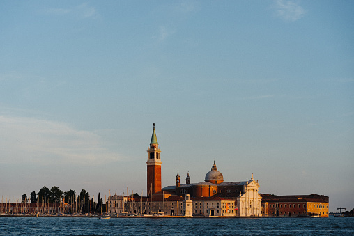 Venice (Venezia) at sunset, showing the Church of San Giorgio Maggiore at the background