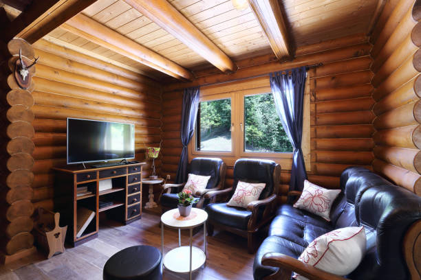 istock Interior of a wooden house 1323025397