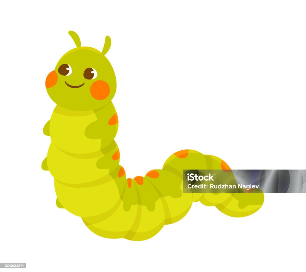 Cute Green Smiling Caterpillar On White Background Stock Illustration -  Download Image Now - Caterpillar, Larva, Icon - iStock