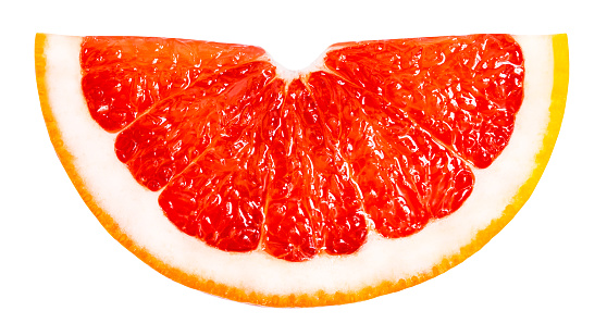 slice of grapefruit isolated on white background.