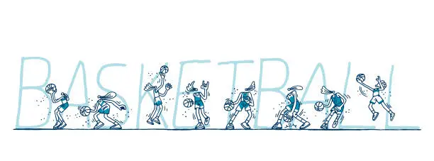 Vector illustration of Basketball players set