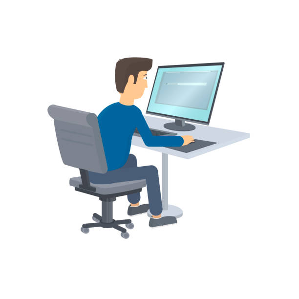 Working Using Computer Clip 130+ Home Office Desk Setup Stock Illustrations, Royalty-Free Vector ...