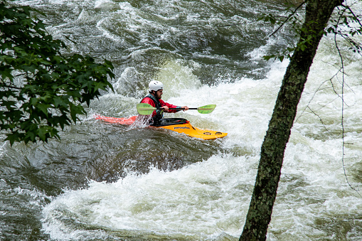 May 28, 2021 - Ocoee River, Georgia, U.S.: A kayaker navigates the rapids on the Ocoee River.