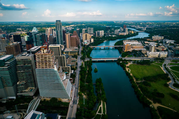 istock Austin Texas afternoon evening aerial view above city 1323036554