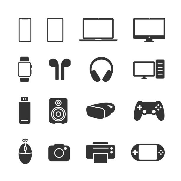 Vector illustration set device icons. Vector illustration set device icons. graphics tablet stock illustrations