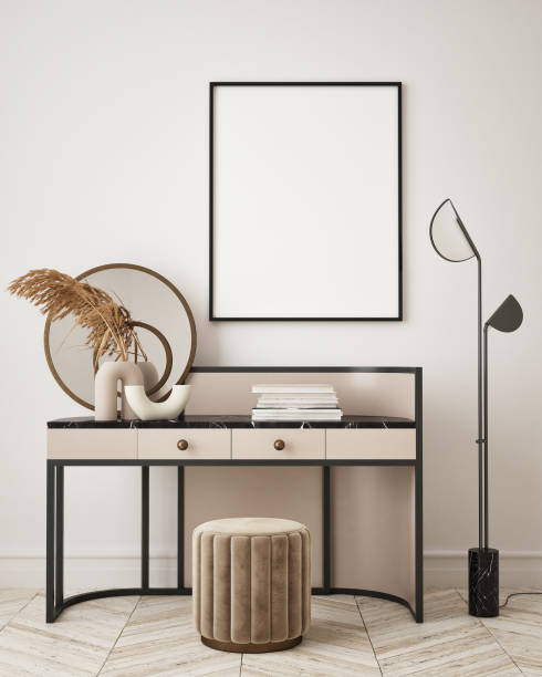 istock mock up poster frame in modern interior background, home office, Scandinavian style, 3D render, 3D illustration 1323038967