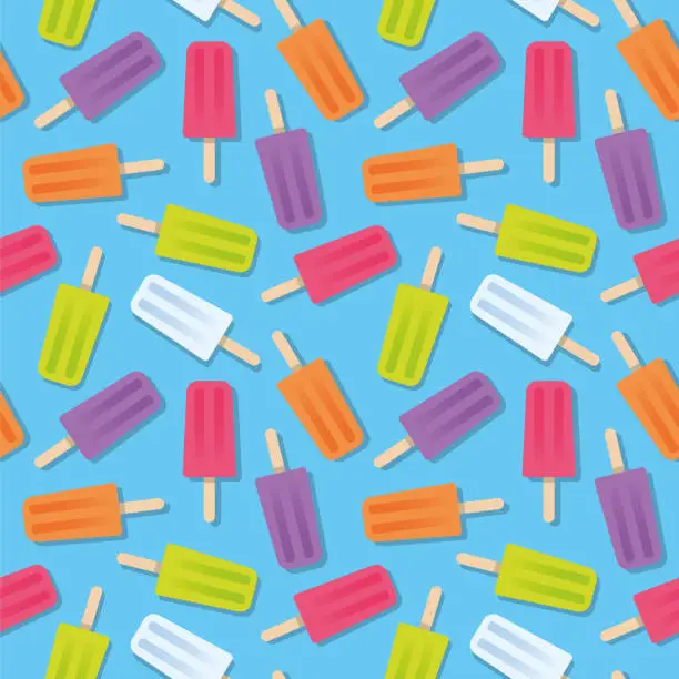 Vector illustration of Summer Popsicle Seamless Pattern.