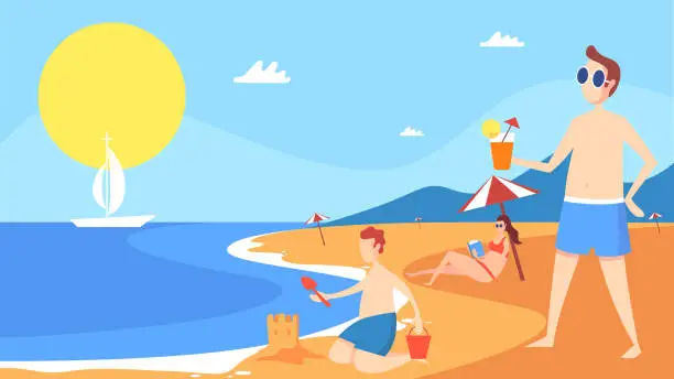 Vector illustration of Summer day at the beach
