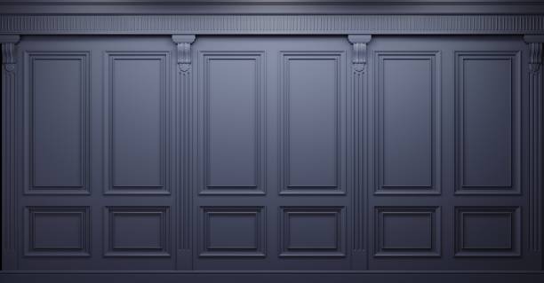 istock Classic wall of dark wood panels. Design and technology 1323048612