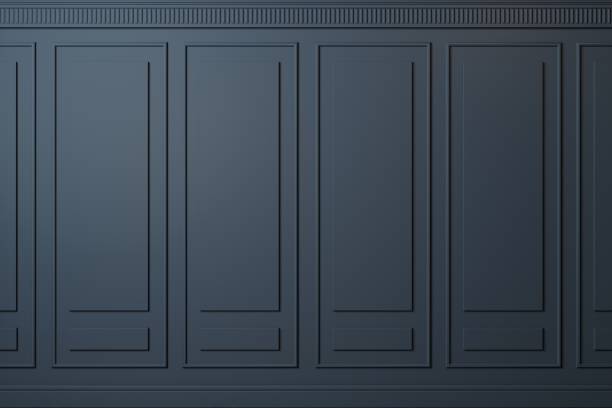 istock Classic wall of dark wood panels. Design and technology 1323048617
