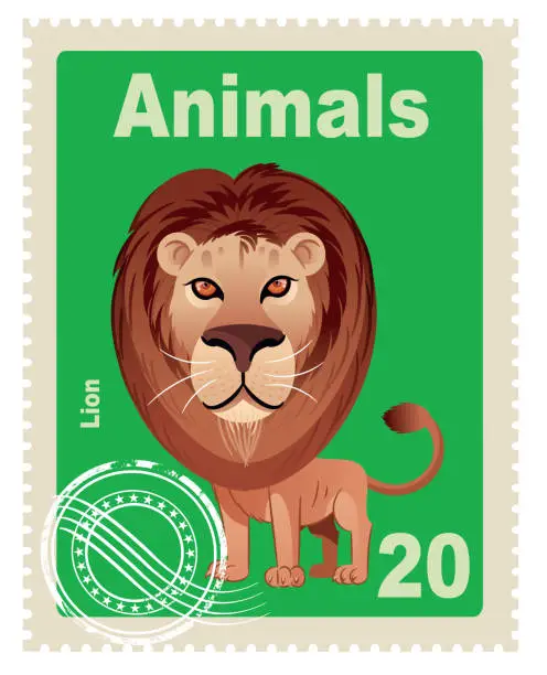 Vector illustration of Lion Stamp