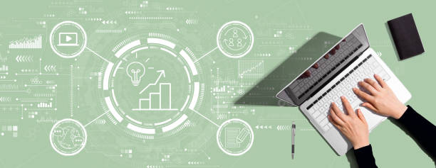 istock Content marketing concept with person using laptop computer 1323050269
