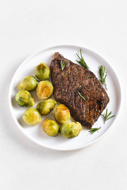 Grilled beef steak with brussels sprouts