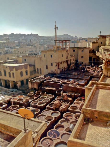 istock leather tanneries in Fez, Morocco 1323055604