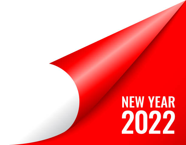 kalendarz zwinięty rogu strony, nowy rok 2022 nadchodzi, projekt banera internetowego - turning pages stock illustrations