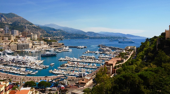 Monte Carlo is located at base of the Maritime Alps along the cost of the French Riviera.