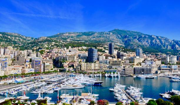 Principality of Monaco Monte Carlo is located at base of the Maritime Alps along the cost of the French Riviera. monaco photos stock pictures, royalty-free photos & images