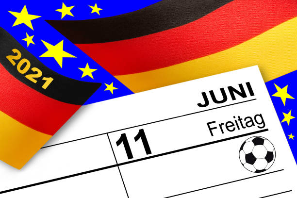 calendário de futebol sexta-feira 11 de junho de 2021 e bandeira alemã - calendar june time month - fotografias e filmes do acervo