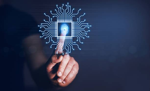 istock Hand  fingerprint biometric identity. Fingerprint scan, security access with biometrics identification. Innovation technology. 1323064819