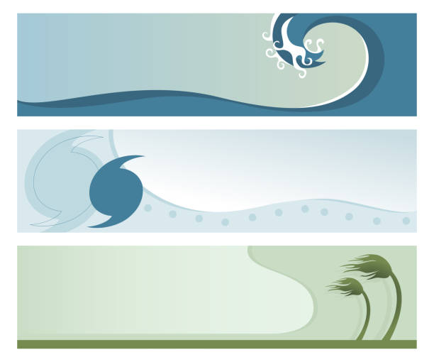 Hurricane Banners A set of three banners featuring hurricane or inclement weather hurrican stock illustrations