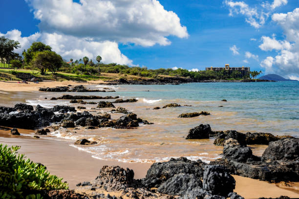 Beach in Kihei on the Island of Maui stock photo