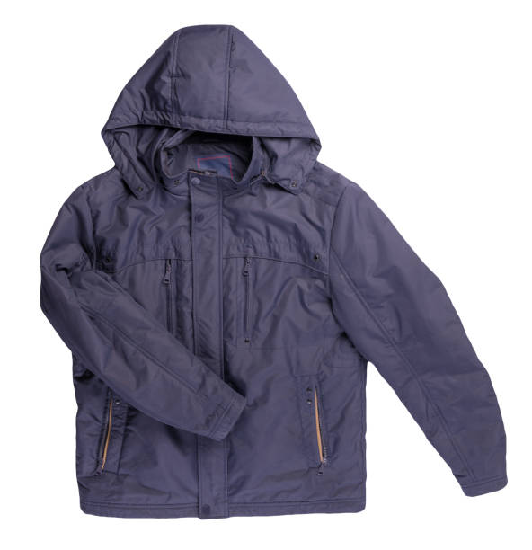 istock Men's    jacket in a hood isolated on a white background. Windbreaker jacket 1323074831