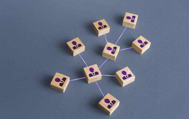 istock People connected by a network business structure. Interaction between employees or community members. Networking personnel management. Distribution responsibilities. Company hierarchy communication 1323081399