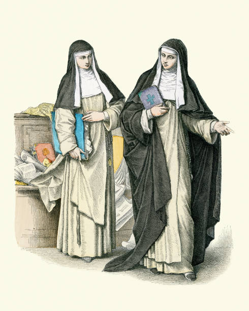 Vintage illustration, Dominican Nuns, Habits, Sisters, 18th Century.