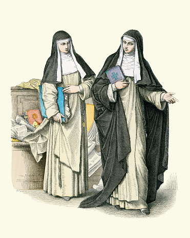 Vintage illustration, Dominican Nuns, Habits, Sisters, 18th Century.